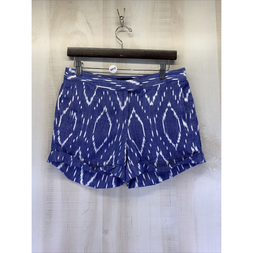J Crew Blue Geo Print Woven Cuffed Womens Cotton Shorts Size 4-9912